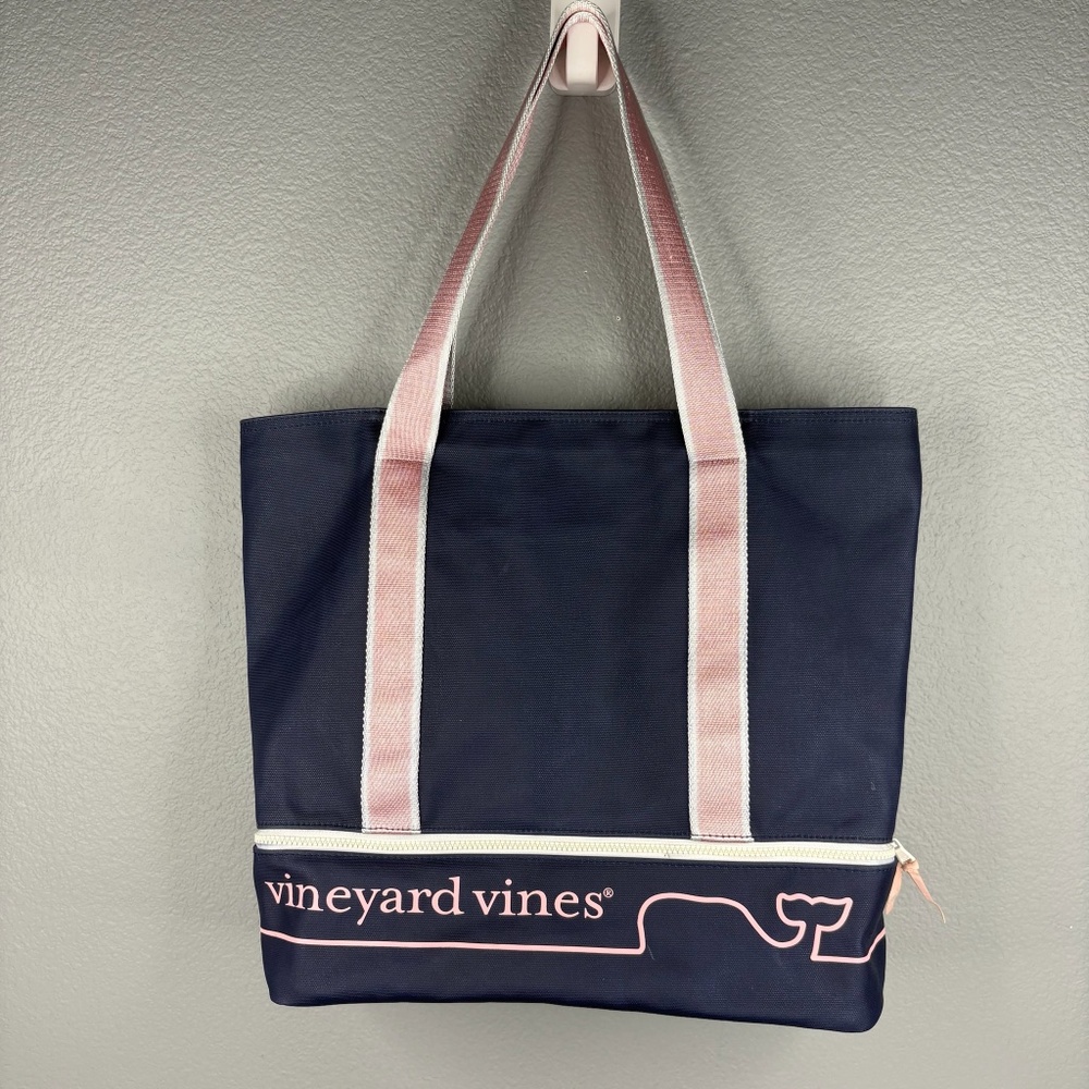 Vineyard Vines Navy and Pink Tote Bag
